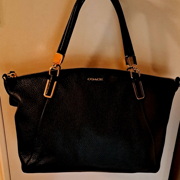 Coach Madison Kelsey Black Leather Satchel, Shoulder/ Crossbody NEW - Picture 3 of 17